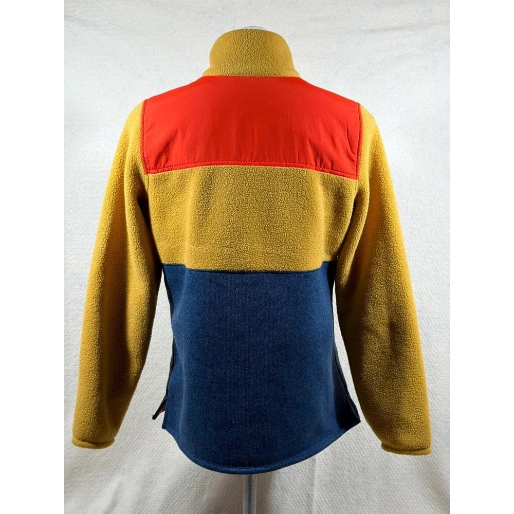 LL Bean Fleece Jacket Mens Medium Yellow Navy Red Full Zip Outdoor Gear M Casual